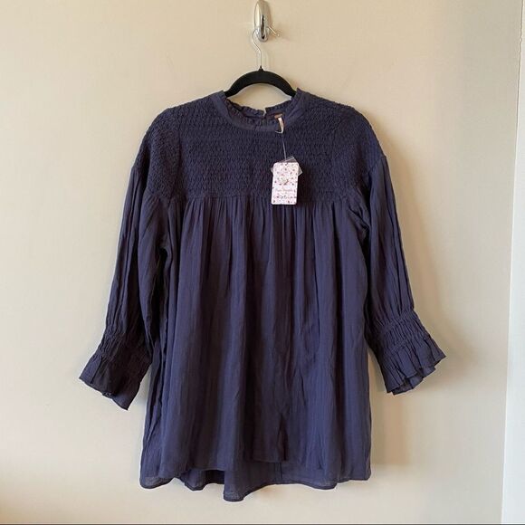 Nwt-Free People Obi Mila Smocked Tunic Blouse - Picture 2 of 15